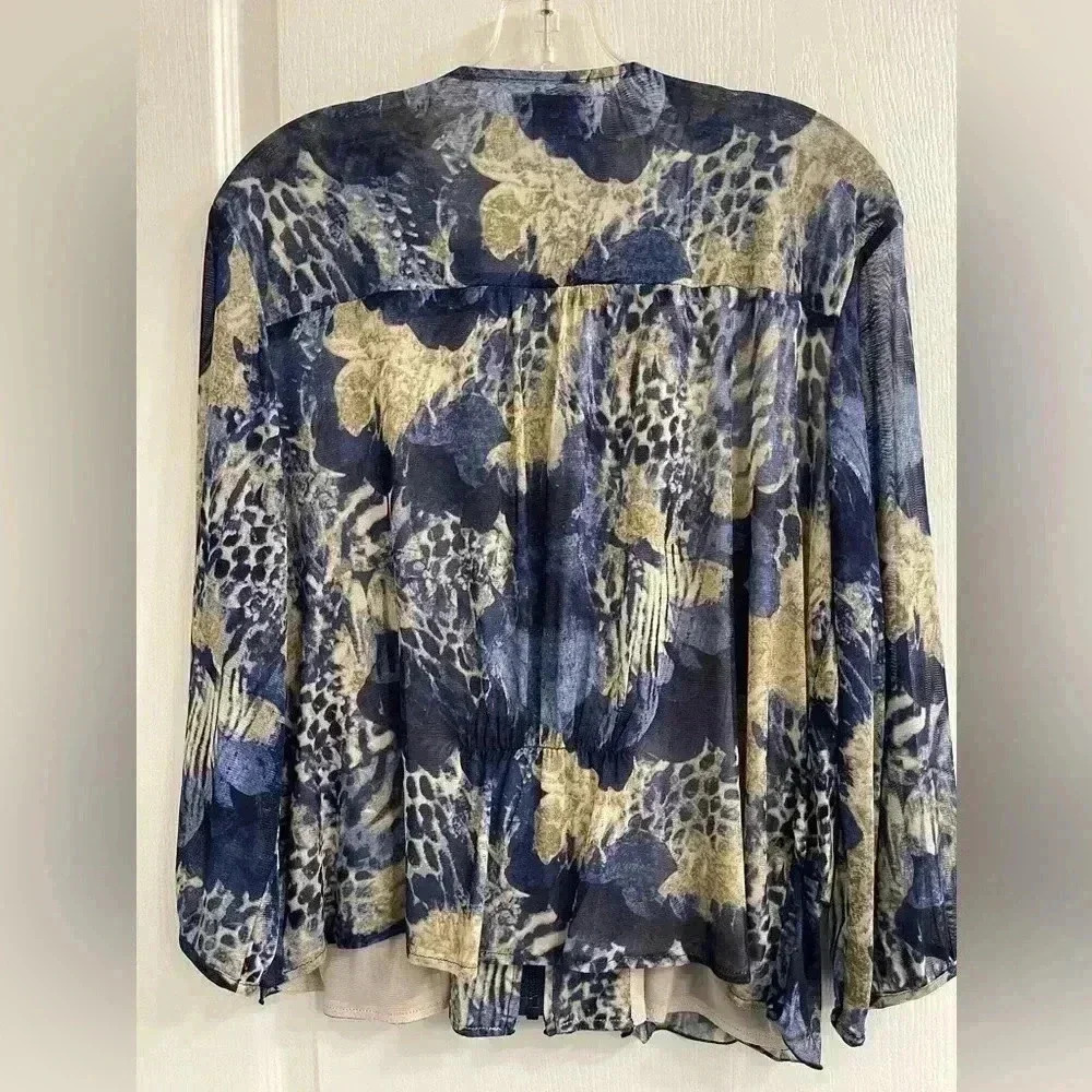 Sharon Young Blue Zip Up Blouse - Picture 9 of 9